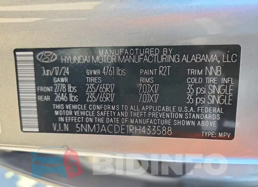 5NMJACDE1RH433588 Photo# 13