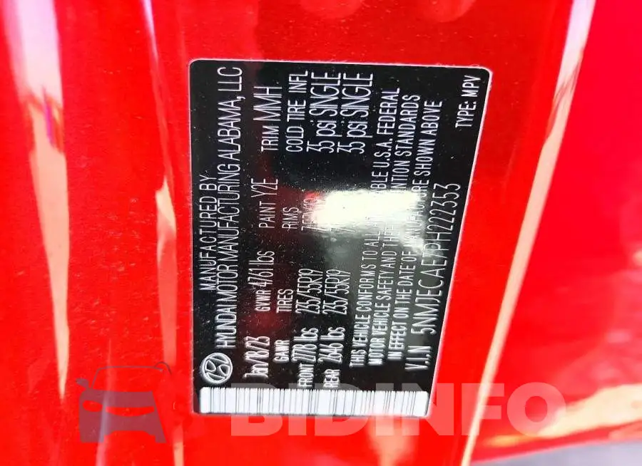 5NMJECAE7PH222353 Photo# 13