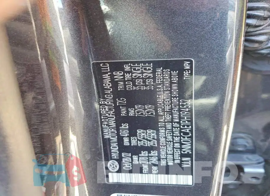 5NMJFCAE1PH194532 Photo# 12