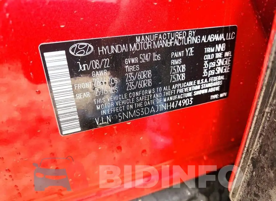 5NMS3DAJ1NH474903 Photo# 12