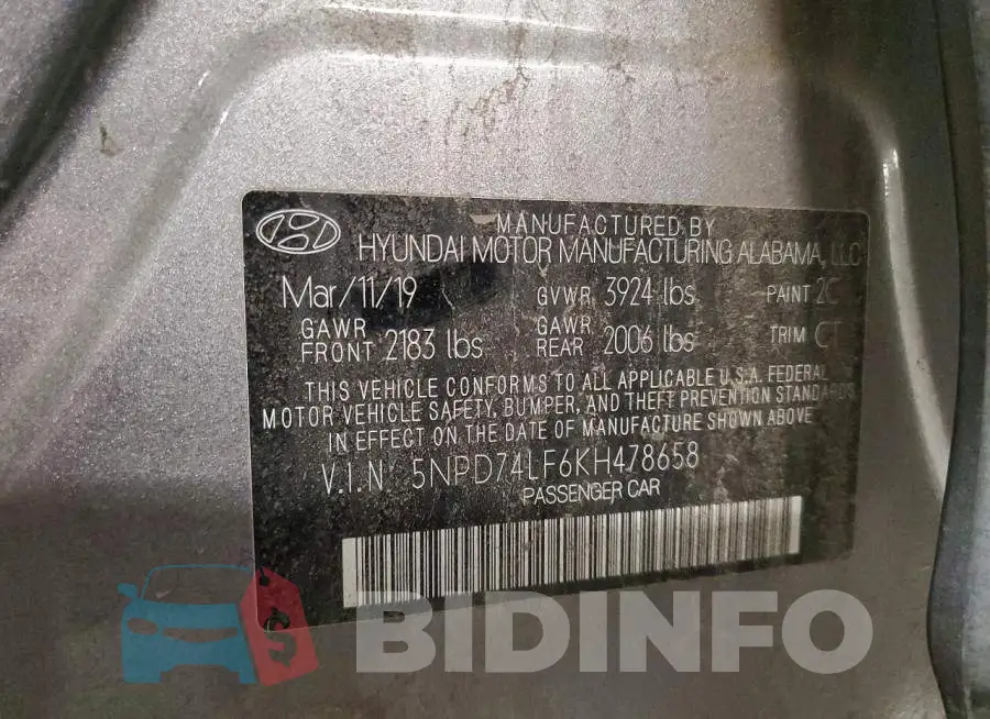 5NPD74LF6KH478658 Photo# 12