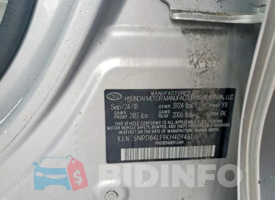 5NPD84LF9KH409461 Photo# 12
