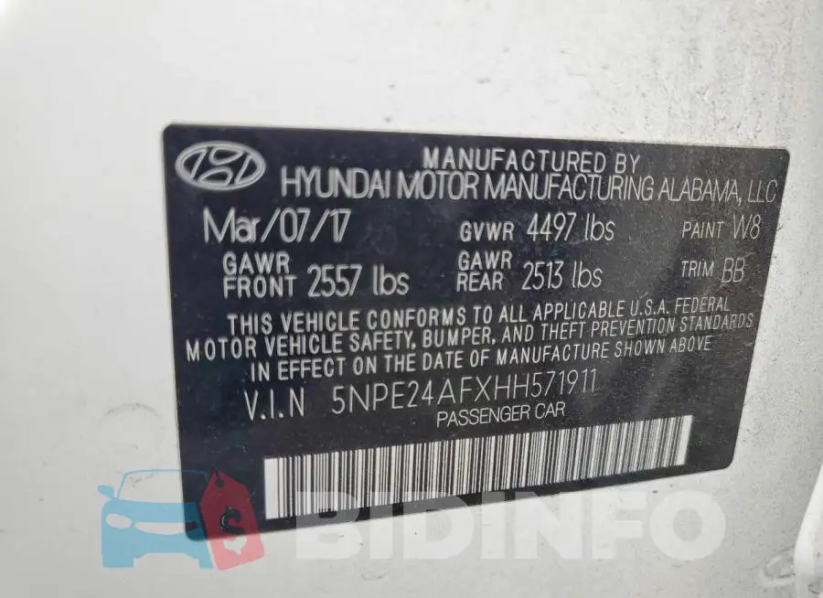 5NPE24AFXHH571911 Photo# 13