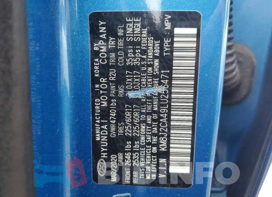KM8J2CA49LU256471 Photo# 13