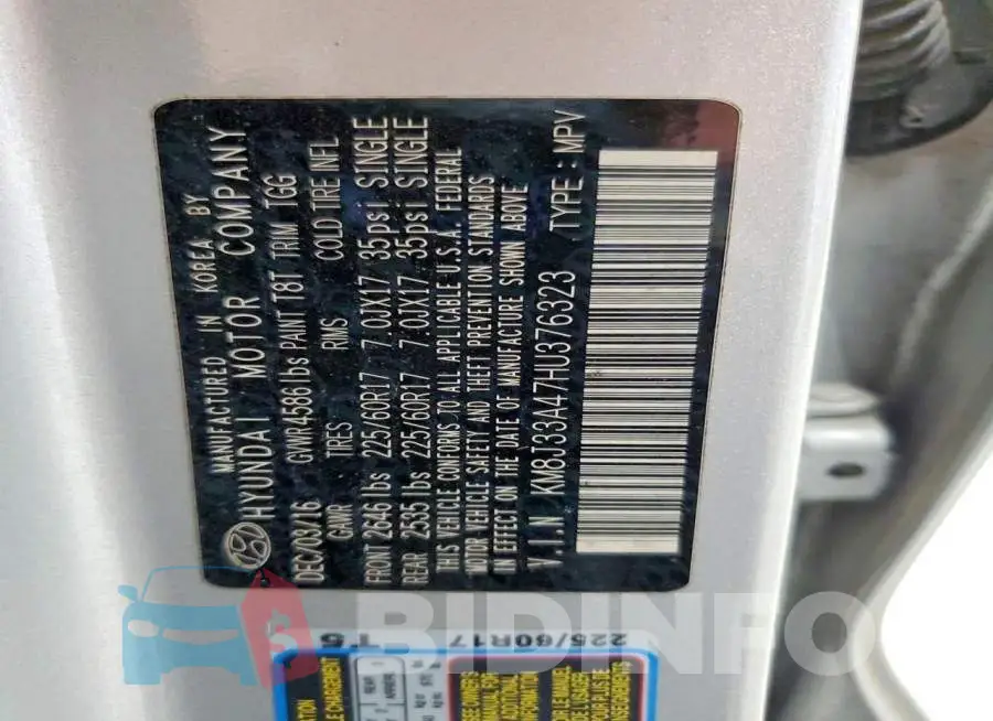 KM8J33A47HU376323 Photo# 13
