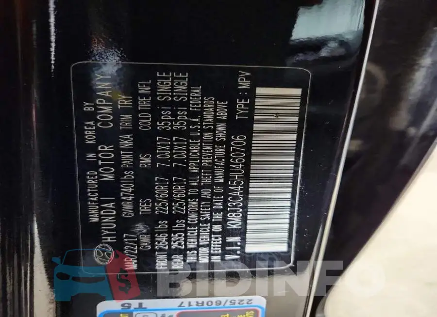 KM8J3CA45HU460706 Photo# 13