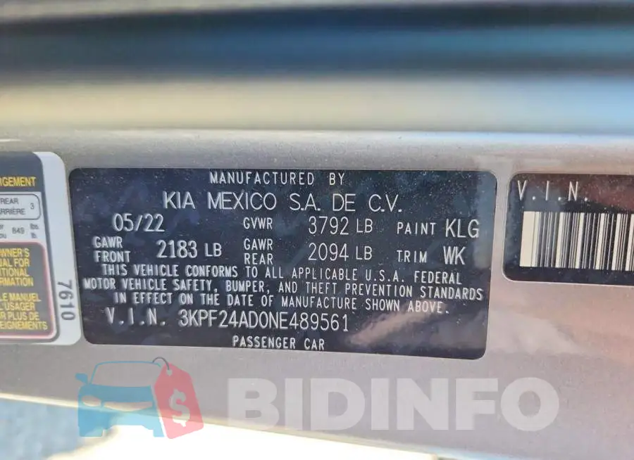 3KPF24AD0NE489561 Photo# 12