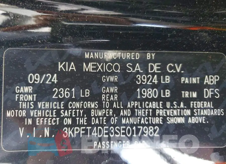 3KPFT4DE3SE017982 Photo# 12
