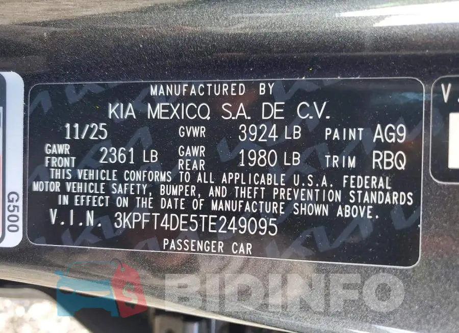 3KPFT4DE5TE249095 Photo# 12