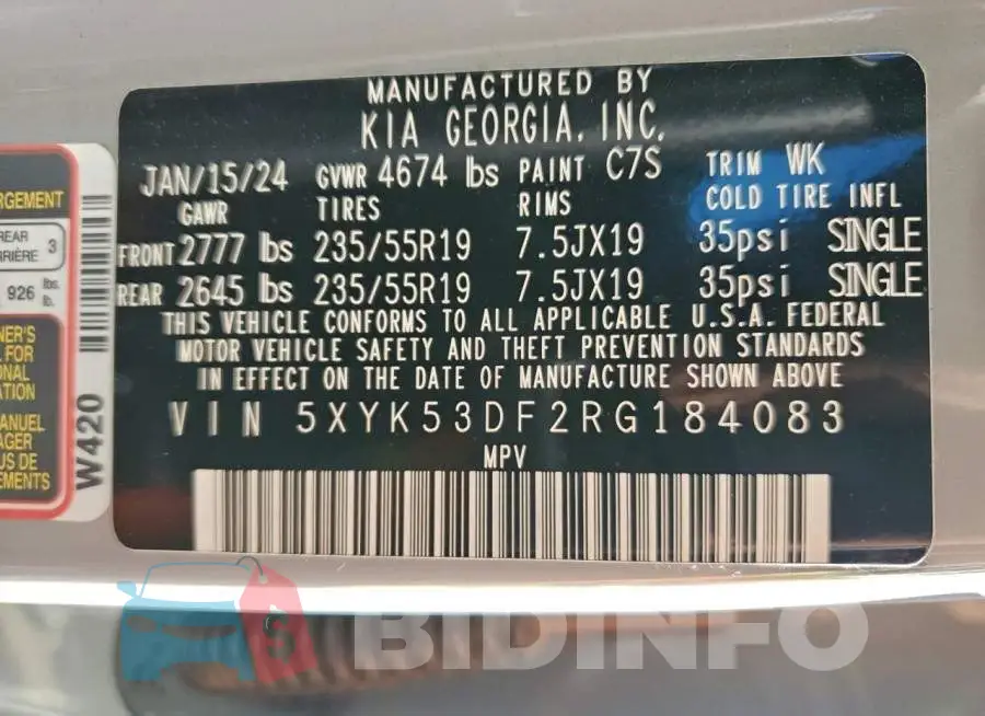 5XYK53DF2RG184083 Photo# 14