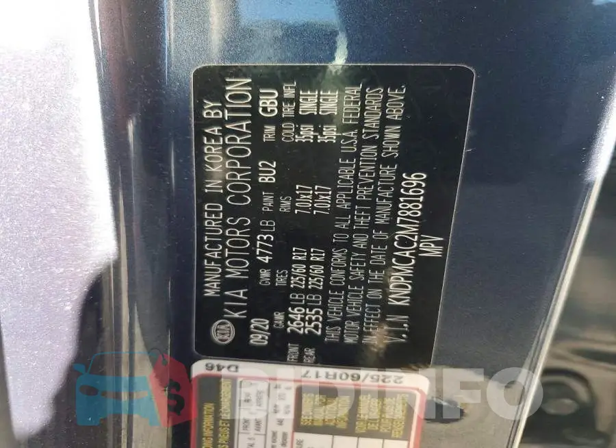 KNDPMCAC2M7881696 Photo# 13