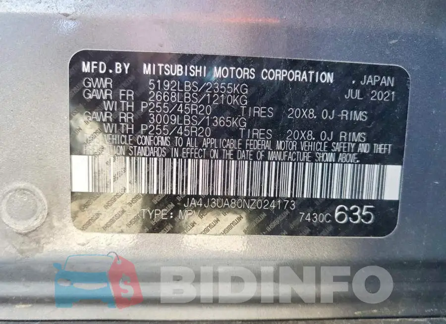 JA4J3UA80NZ024173 Photo# 13