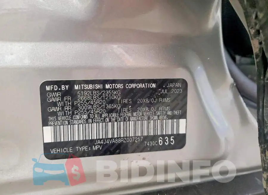 JA4J4VA88RZ007257 Photo# 13