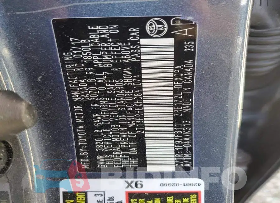 2T1BPRHEXHC841074 Photo# 13