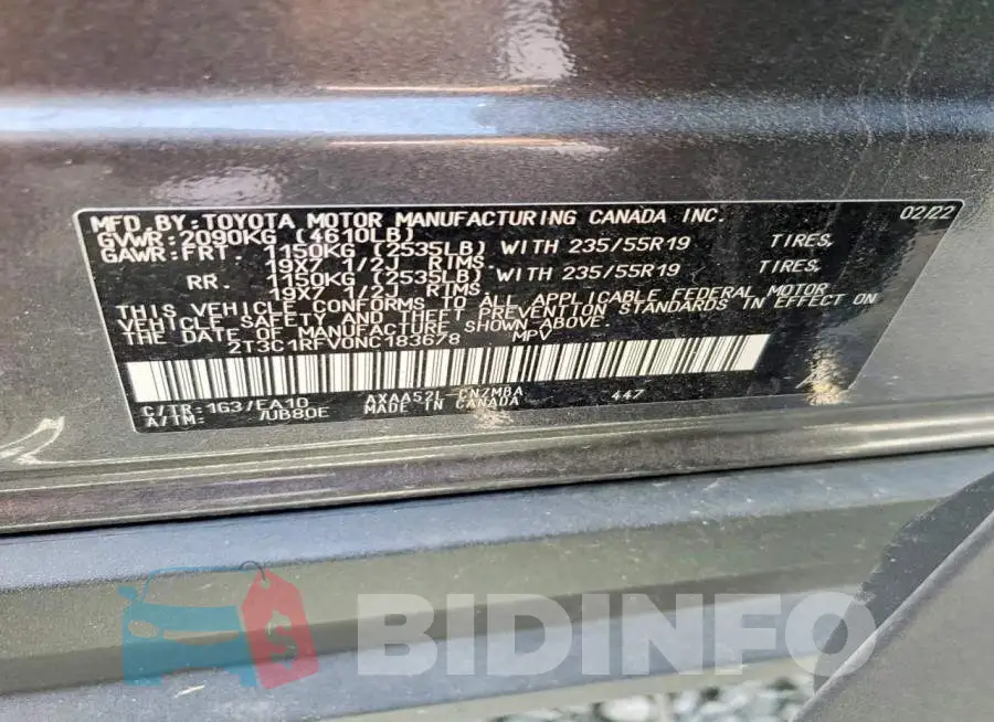 2T3C1RFV0NC183678 Photo# 12