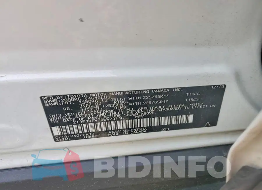 2T3P1RFV2RW423416 Photo# 12