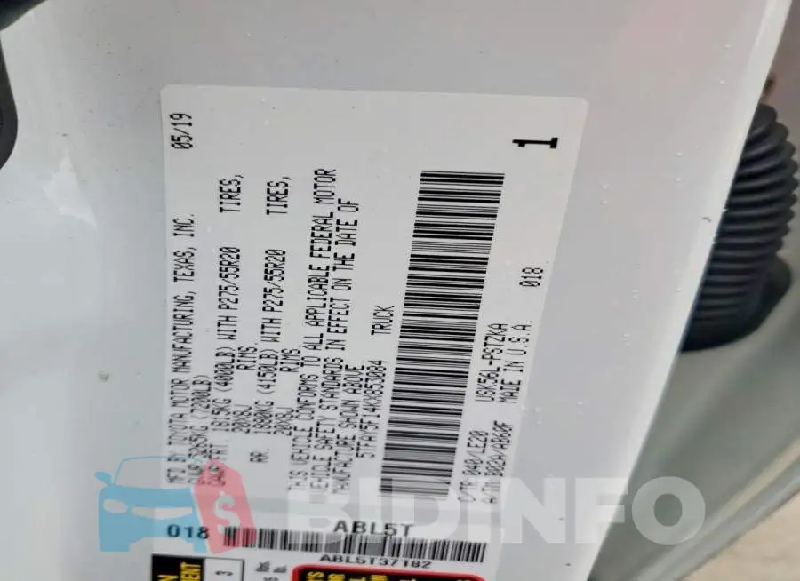 5TFAY5F14KX853084 Photo# 12