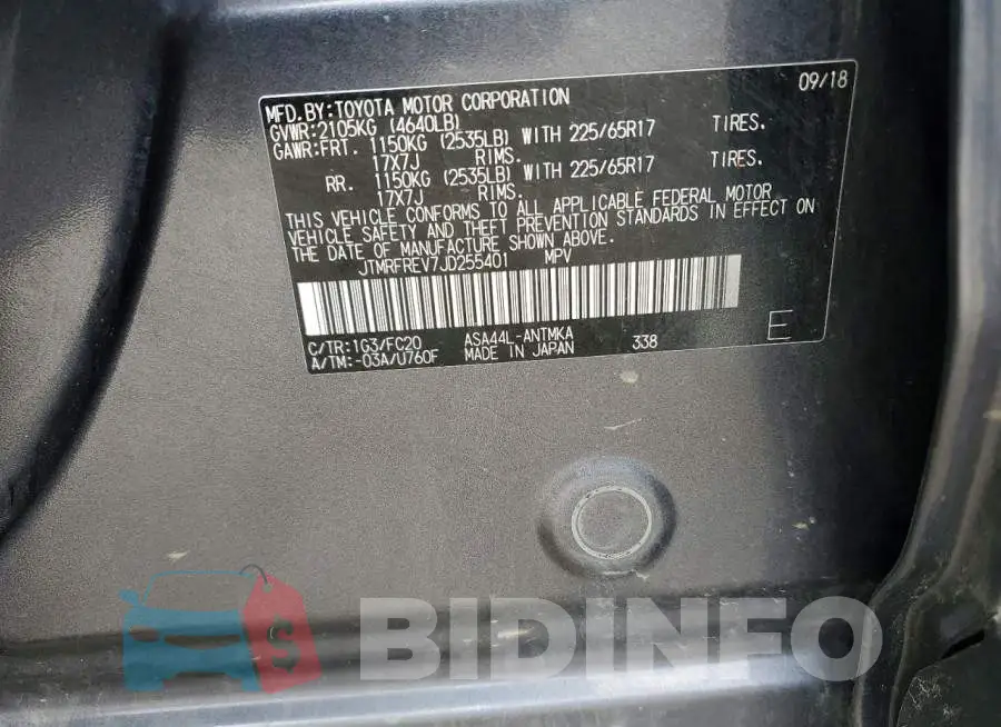 JTMRFREV7JD255401 Photo# 13