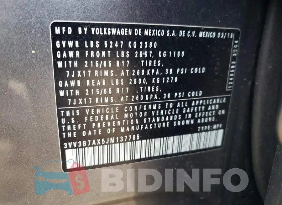 3VV3B7AX5JM137785 Photo# 13