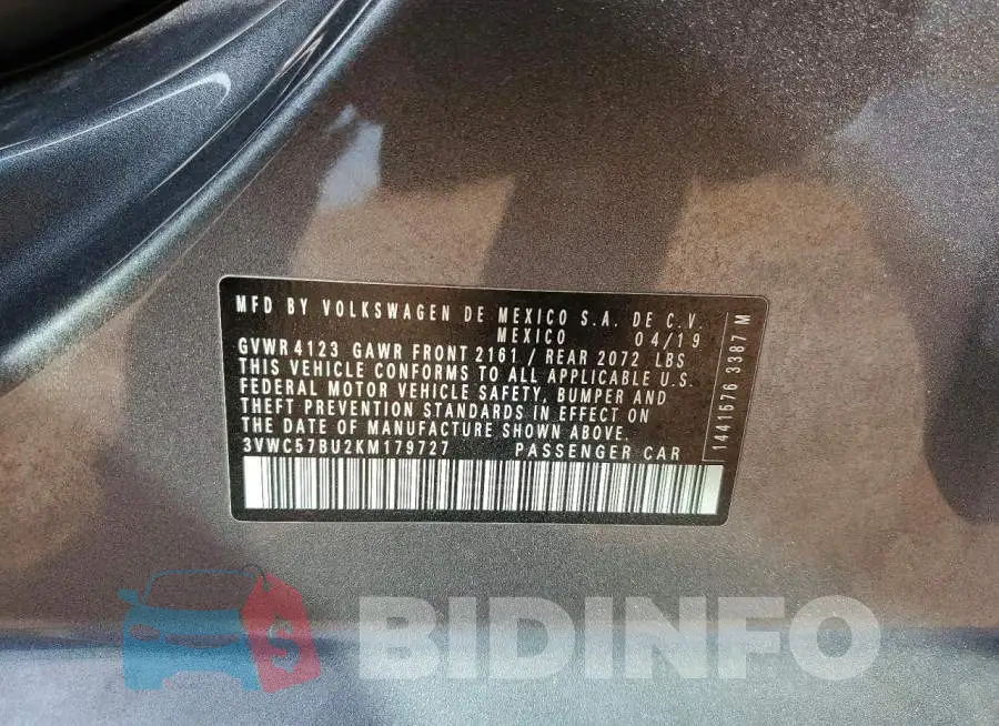 3VWC57BU2KM179727 Photo# 12