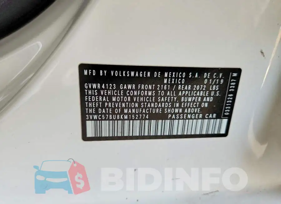 3VWC57BU8KM152774 Photo# 12