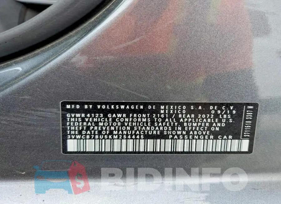3VWCB7BU5KM254445 Photo# 12