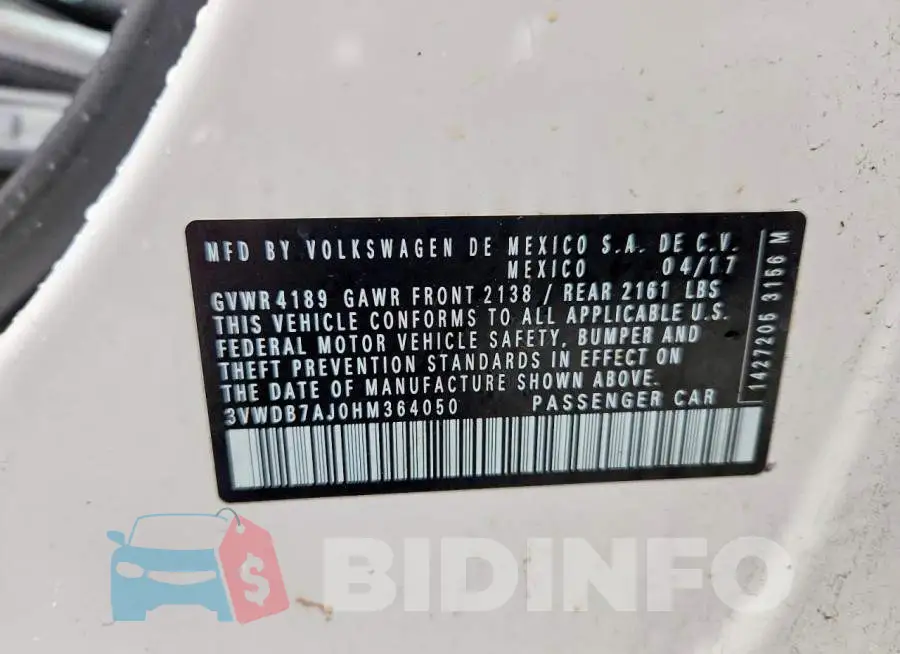 3VWDB7AJ0HM364050 Photo# 12