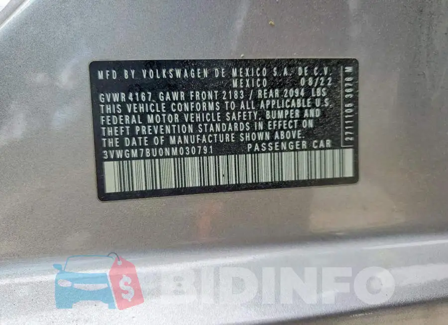 3VWGM7BU0NM030791 Photo# 12