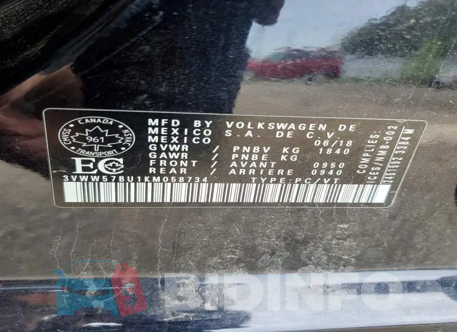 3VWW57BU1KM058734 Photo# 12