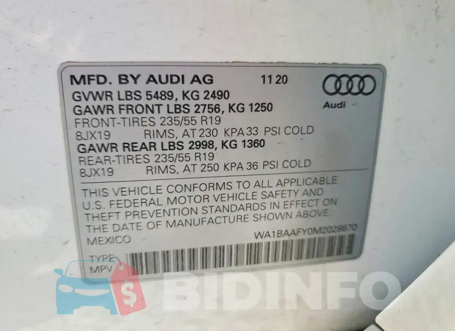 WA1BAAFY0M2028670 Photo# 13