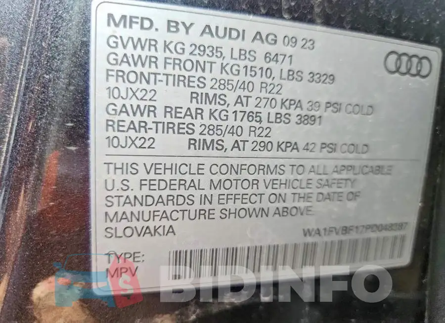 WA1FVBF17PD048387 Photo# 14