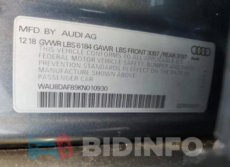 WAU8DAF89KN010930 Photo# 12