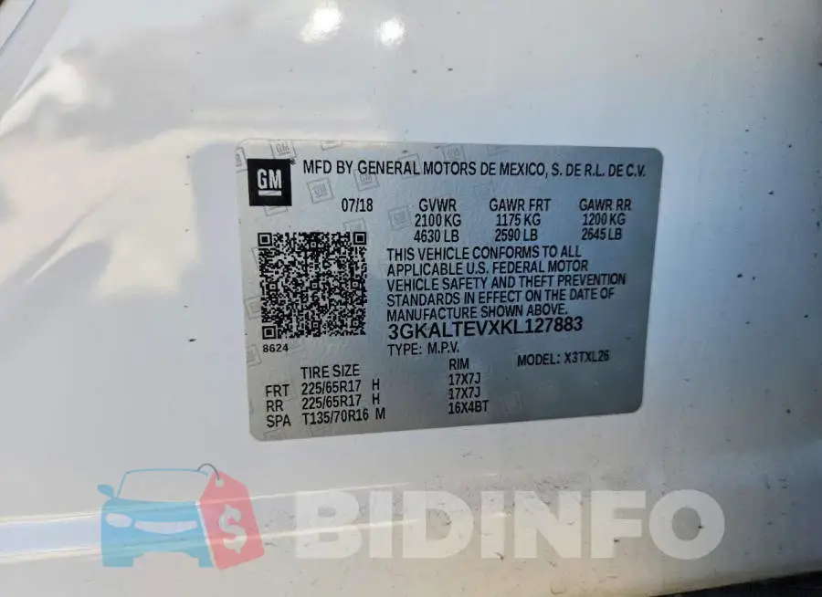 3GKALTEVXKL127883 Photo# 13