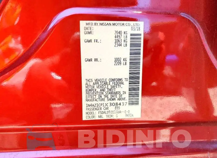 1N4AZ1CP1JC308437 Photo# 12