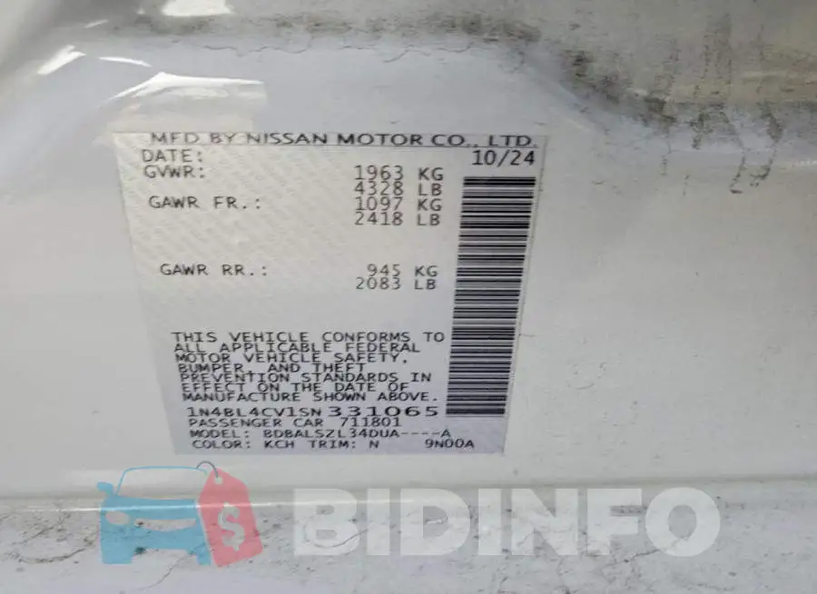 1N4BL4CV1SN331065 Photo# 12
