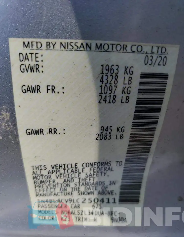 1N4BL4CV9LC250411 Photo# 12