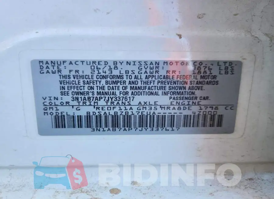 3N1AB7AP7JY337617 Photo# 12