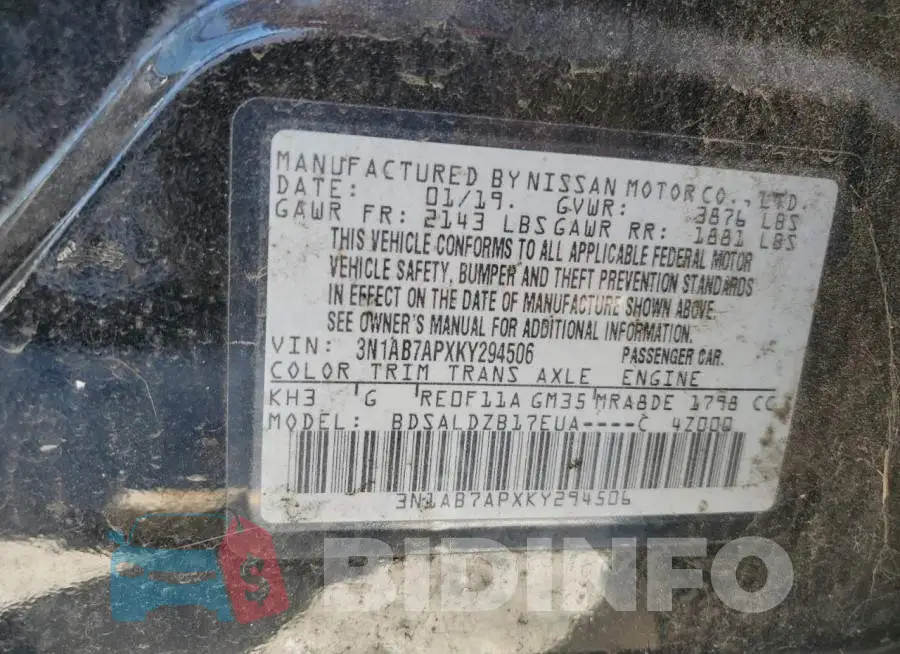3N1AB7APXKY294506 Photo# 13