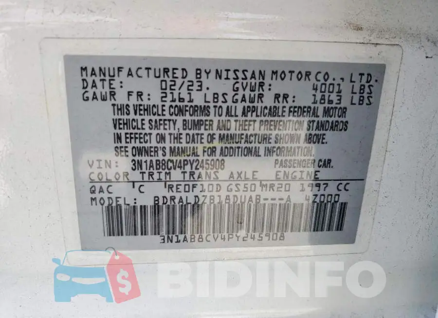 3N1AB8CV4PY245908 Photo# 12