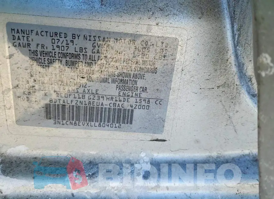 3N1CN8EVXLL804012 Photo# 12