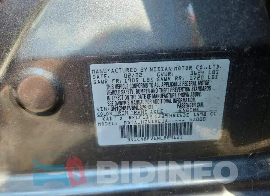 3N1CN8FV6NL829121 Photo# 12