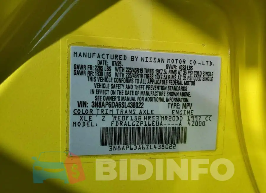 3N8AP6DA6SL438022 Photo# 13