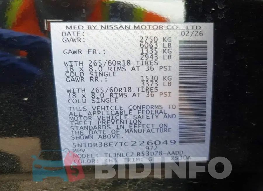 5N1DR3BE7TC226049 Photo# 12