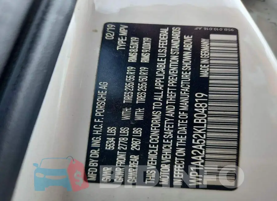 WP1AA2A52KLB04819 Photo# 12