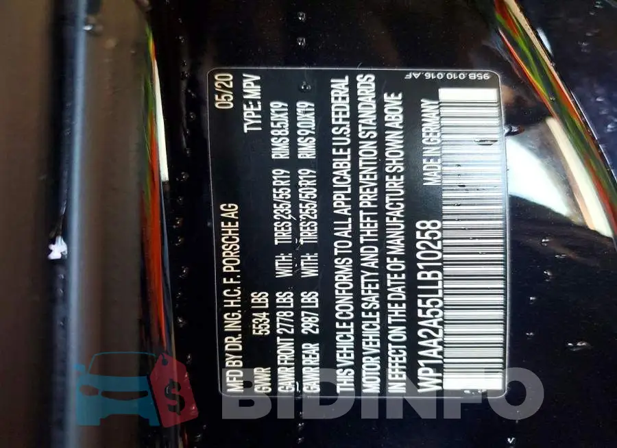 WP1AA2A55LLB10258 Photo# 14