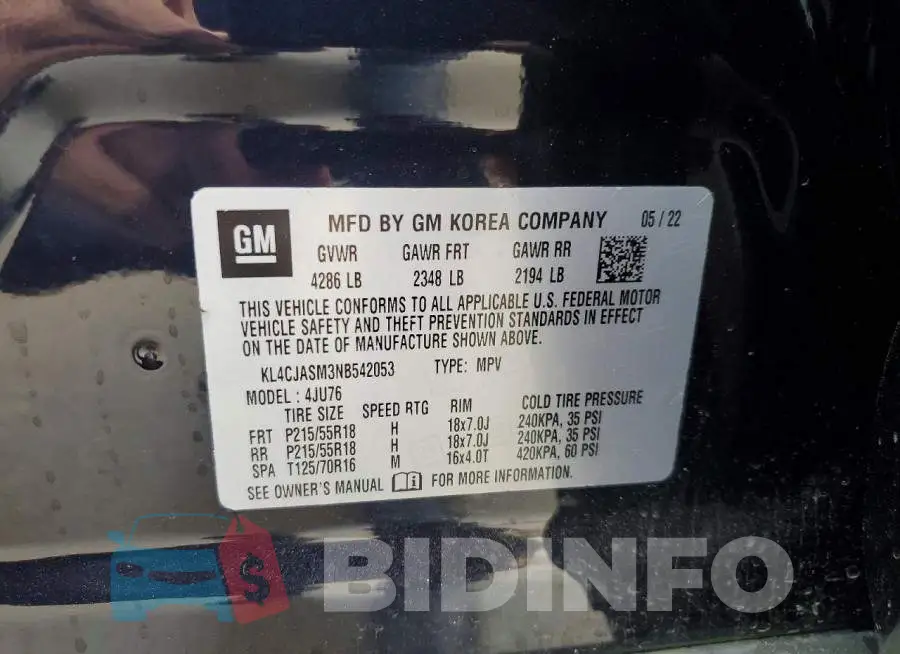 KL4CJASM3NB542053 Photo# 13