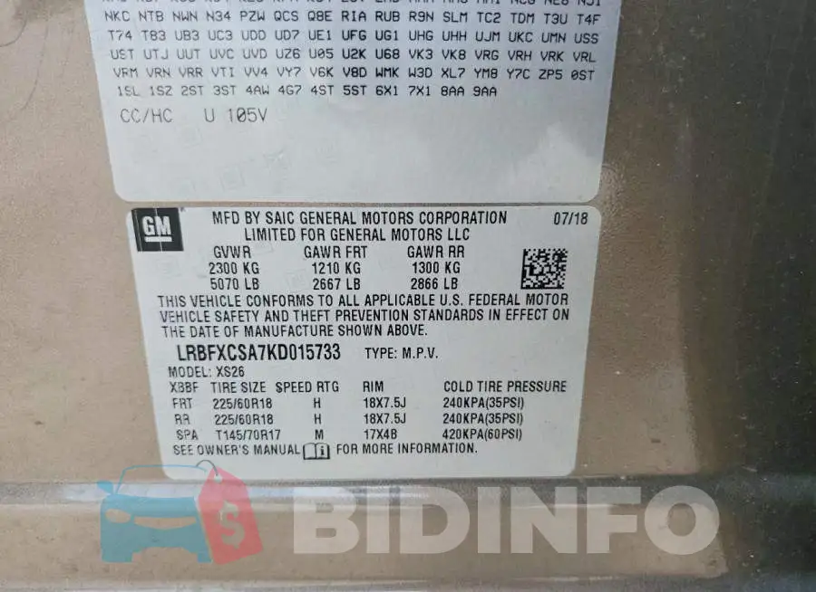 LRBFXCSA7KD015733 Photo# 13