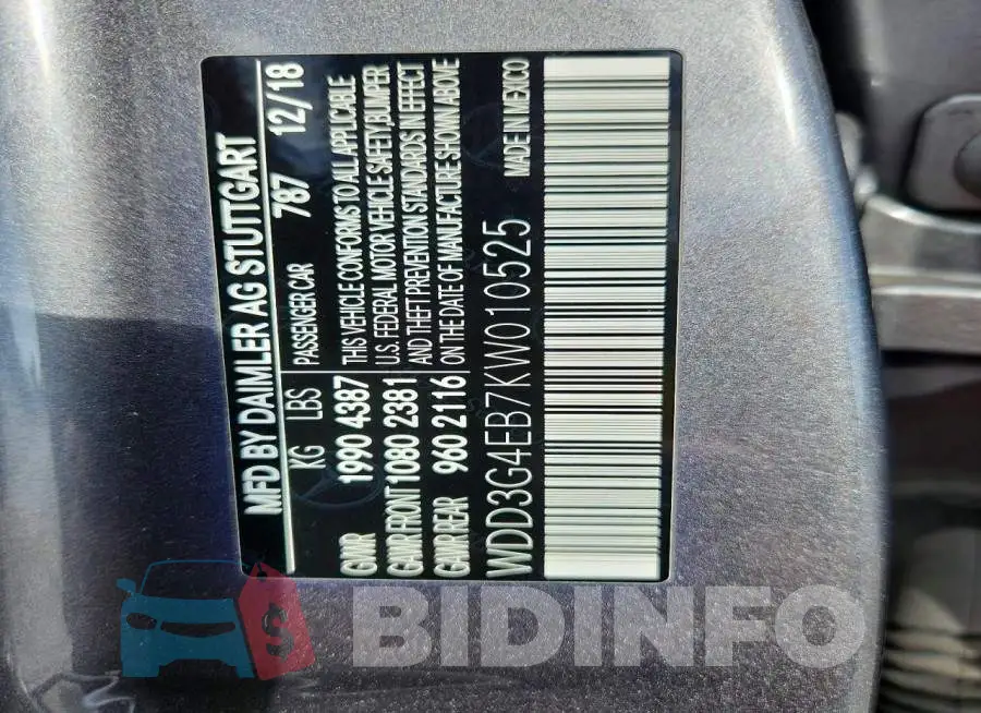 WDD3G4EB7KW010525 Photo# 12