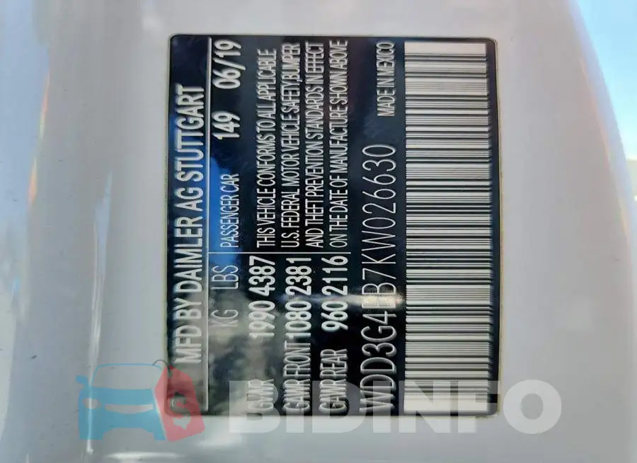 WDD3G4EB7KW026630 Photo# 12