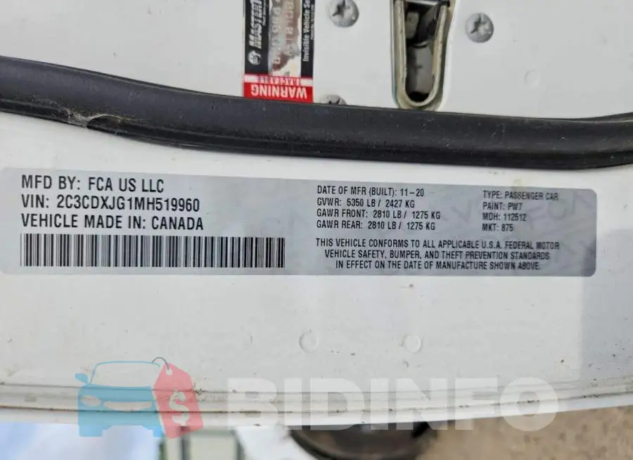 2C3CDXJG1MH519960 Photo# 13